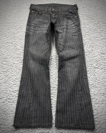 Tornado Mart Clawmarks Washed Pin Striped Spiral Flared Pants