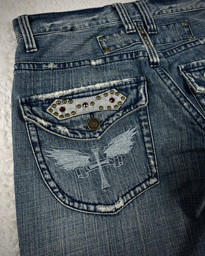 Ultimax Vintage Studded Spiral Flared Jeans