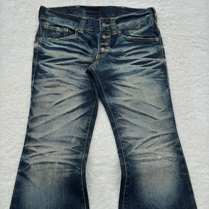 Tornado Mart Whisker Wash Bell Bottom Flared Jeans