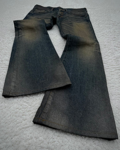 Tornado Mart Whisker Mud Wash Flared Jeans