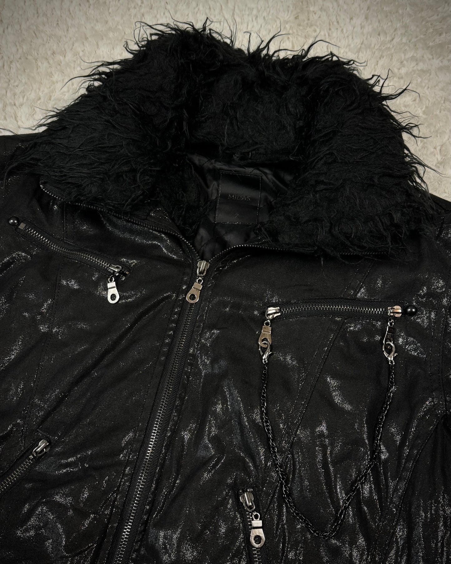 Midas Stingray Waxed Chained Fur Bono Jacket