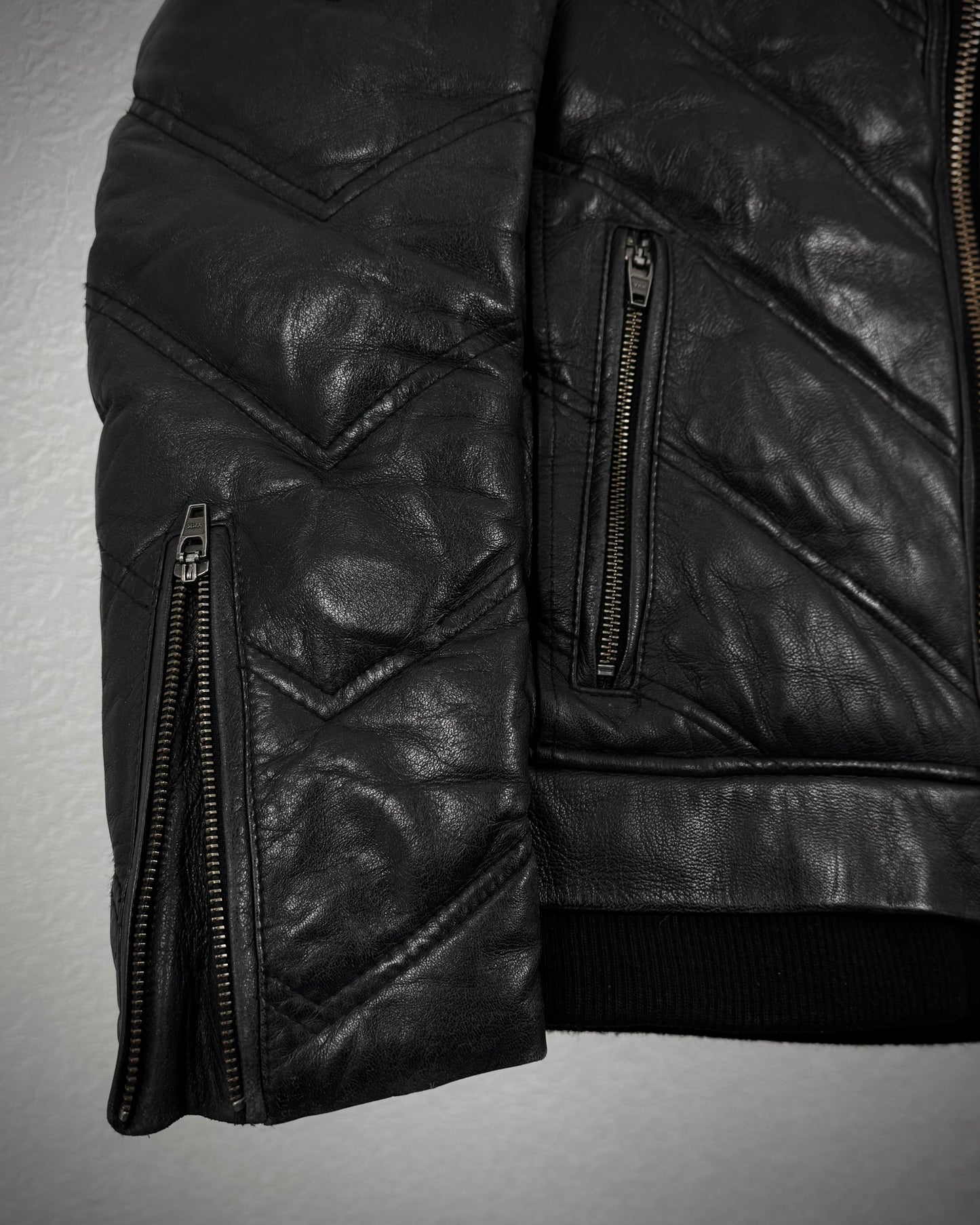 Jack Rose Fur Hooded Leather Puffer Jacket