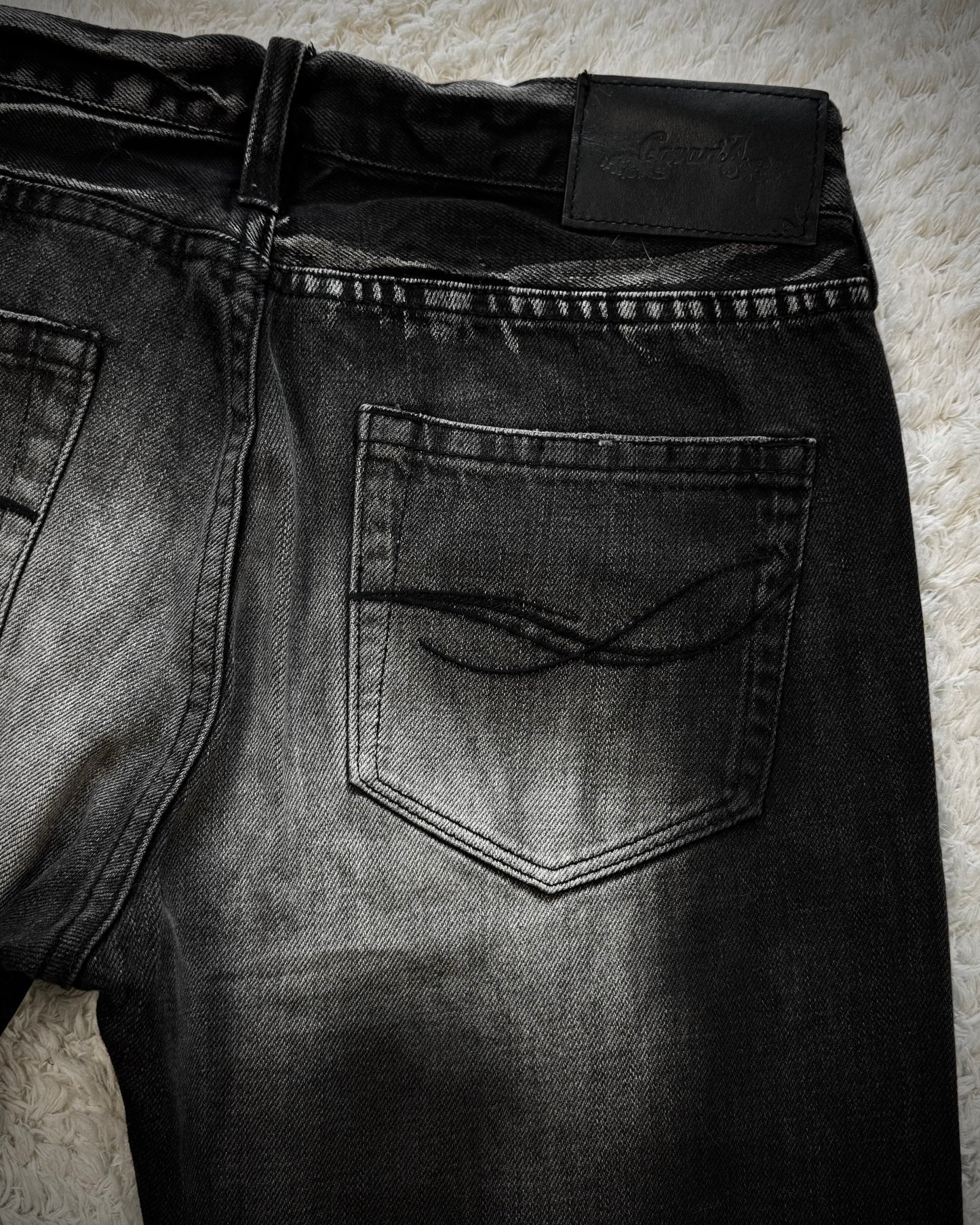 CavariA J-Cut Whisker Washed Bootcut Denim