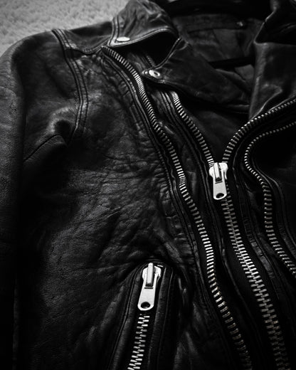 Fuga Double Zip Quilted Leather Biker Jacket