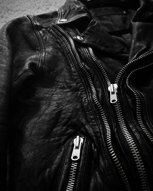 Fuga Double Zip Quilted Leather Biker Jacket