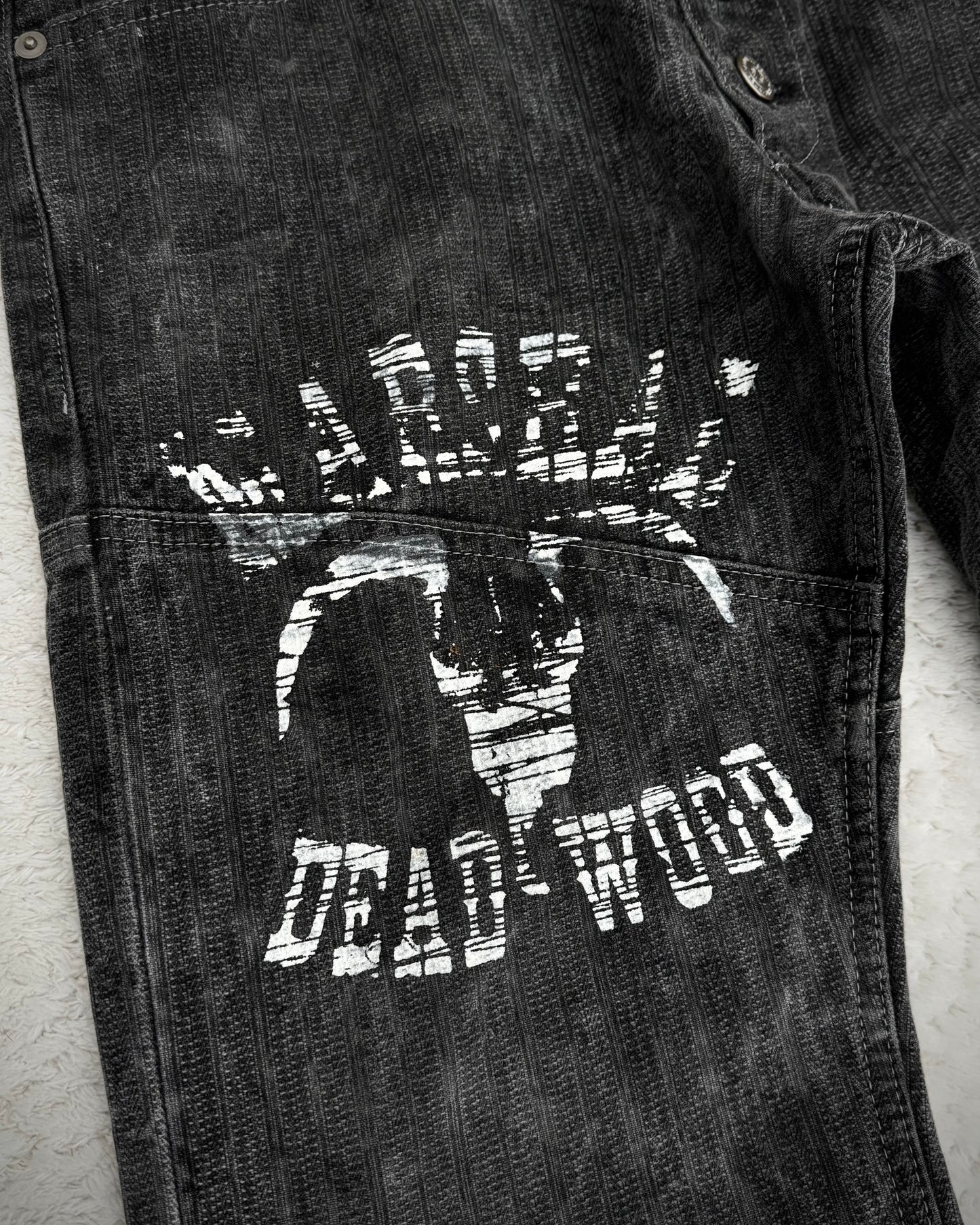 Tornado Mart Pin Striped Western Printed Lace Up Flared Pants