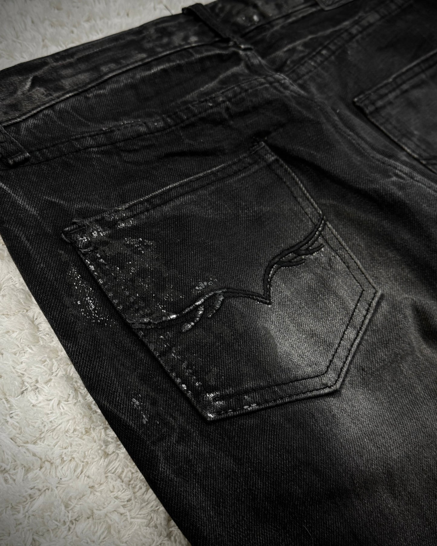 Fuga Whisker Waxed Bleach Splatter Bootcut Jeans