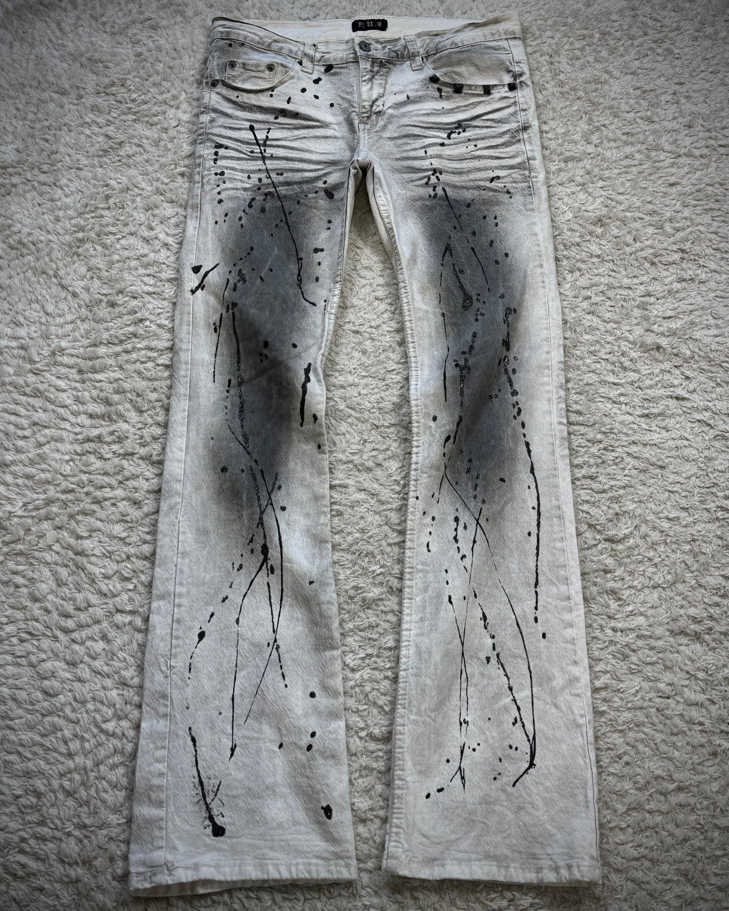 K.U.I Whisker Washed Luster Splatter Bootcut Jeans