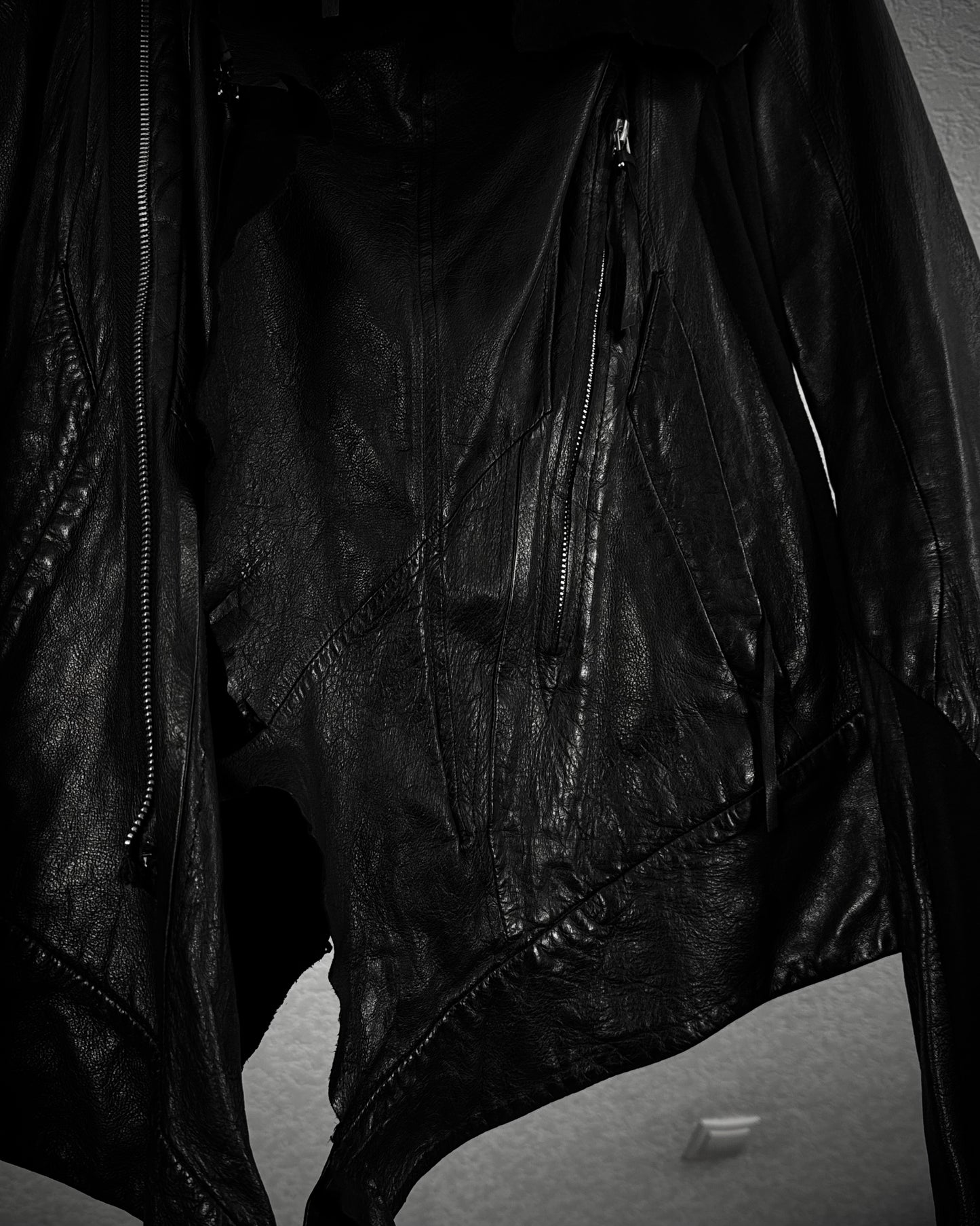 Ekam Asymmetrical Raw Cut Sheepskin Leather Jacket