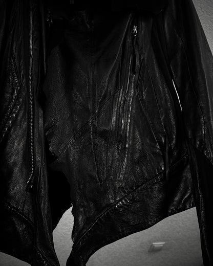 Ekam Asymmetrical Raw Cut Sheepskin Leather Jacket