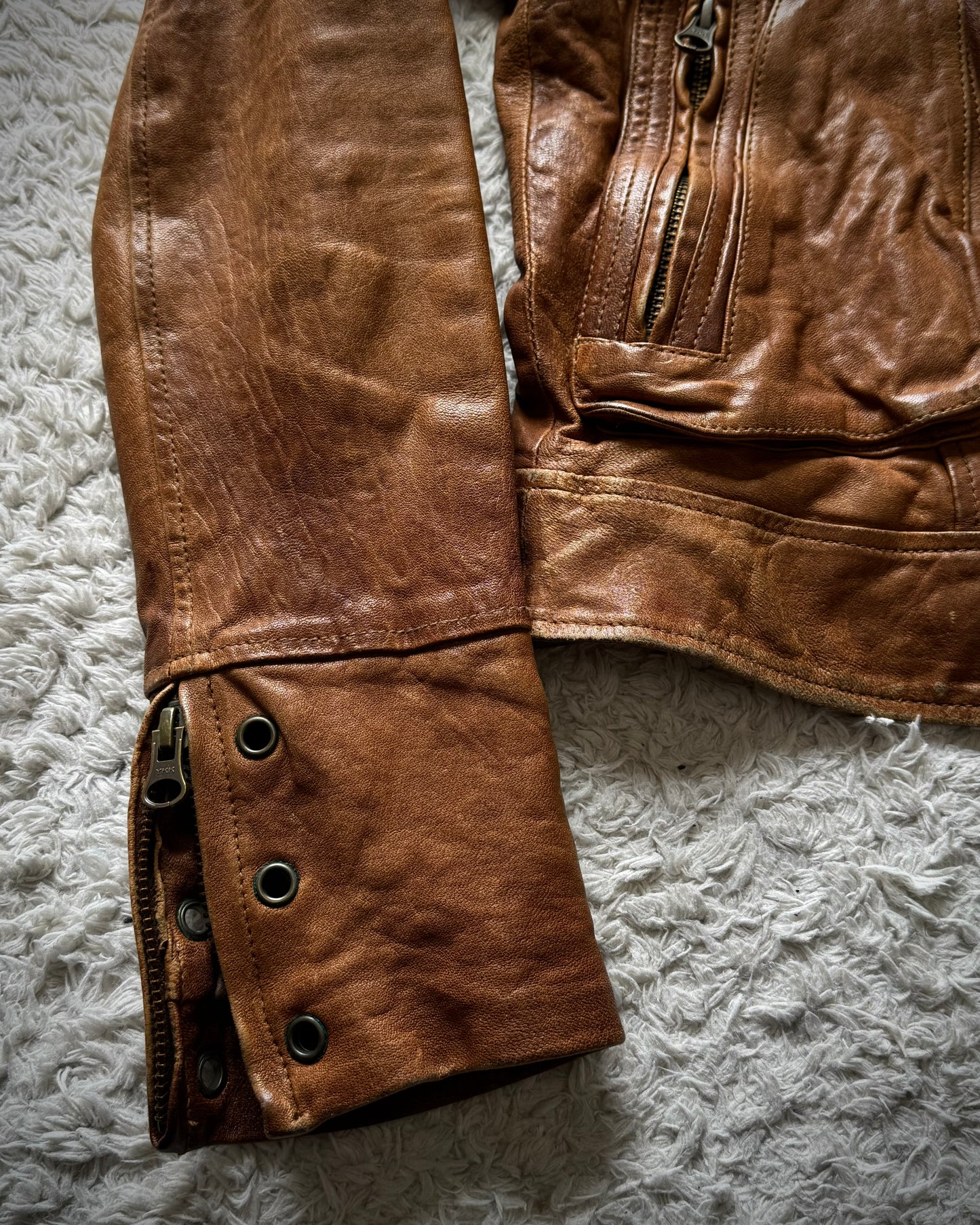Scot Club Rabbit Fur Hooded Leather Jacket