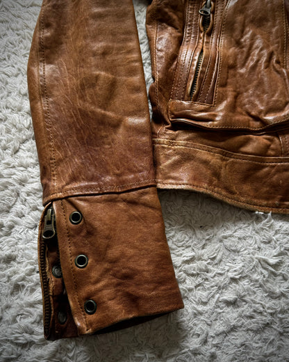 Scot Club Rabbit Fur Hooded Leather Jacket