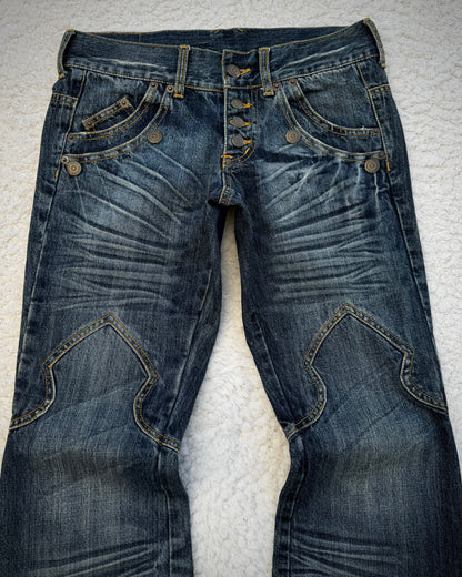 Tornado Mart Western Sword Knee Flared Jeans