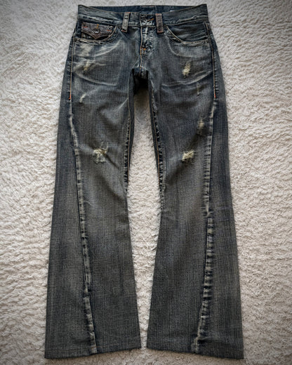 Semantic Design Python Detailed Spiral Flared Jeans