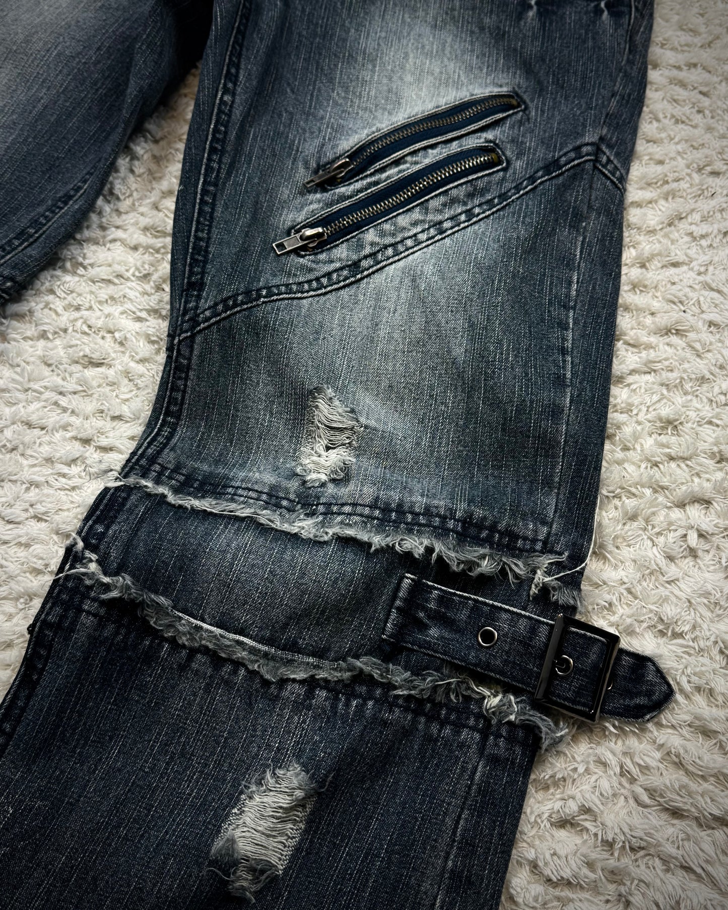 Black Baccara Zippered Bondage Flared Jeans