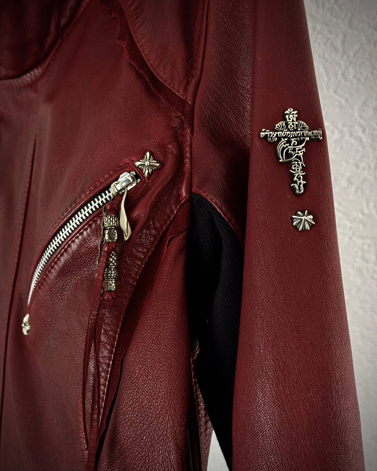 14th Addiction “Beat It” Crimson Leather Jacket