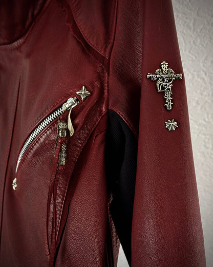 14th Addiction “Beat It” Crimson Leather Jacket