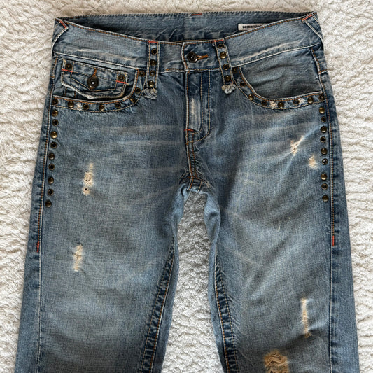 Semantic Design Studded Pockets Spiral Bootcut Jeans