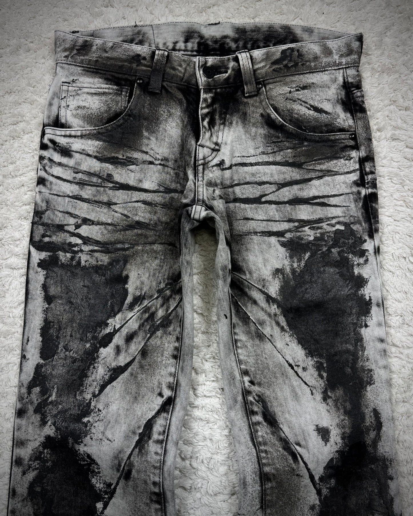 Tornado Mart Ash Clawmarks Coated Flared Jeans