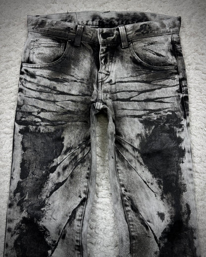 Tornado Mart Ash Clawmarks Coated Flared Jeans