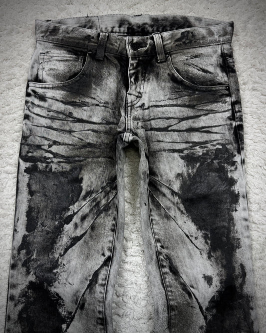Tornado Mart Ash Clawmarks Coated Flared Jeans