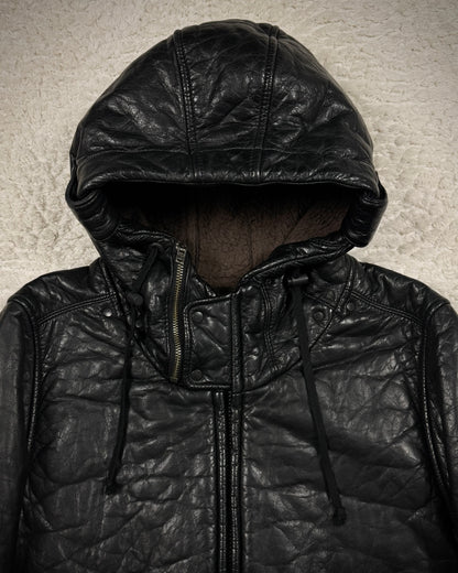 L.G.B. Hooded Textured Leather Parka