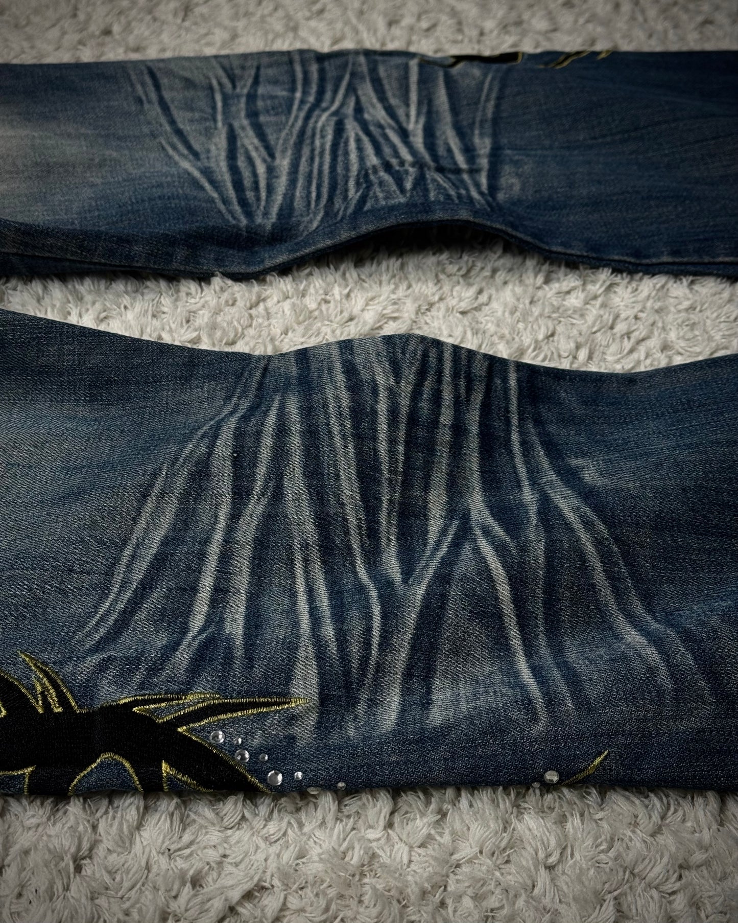 Tornado Mart Tribal Embroidery Clawmarks Flared Jeans