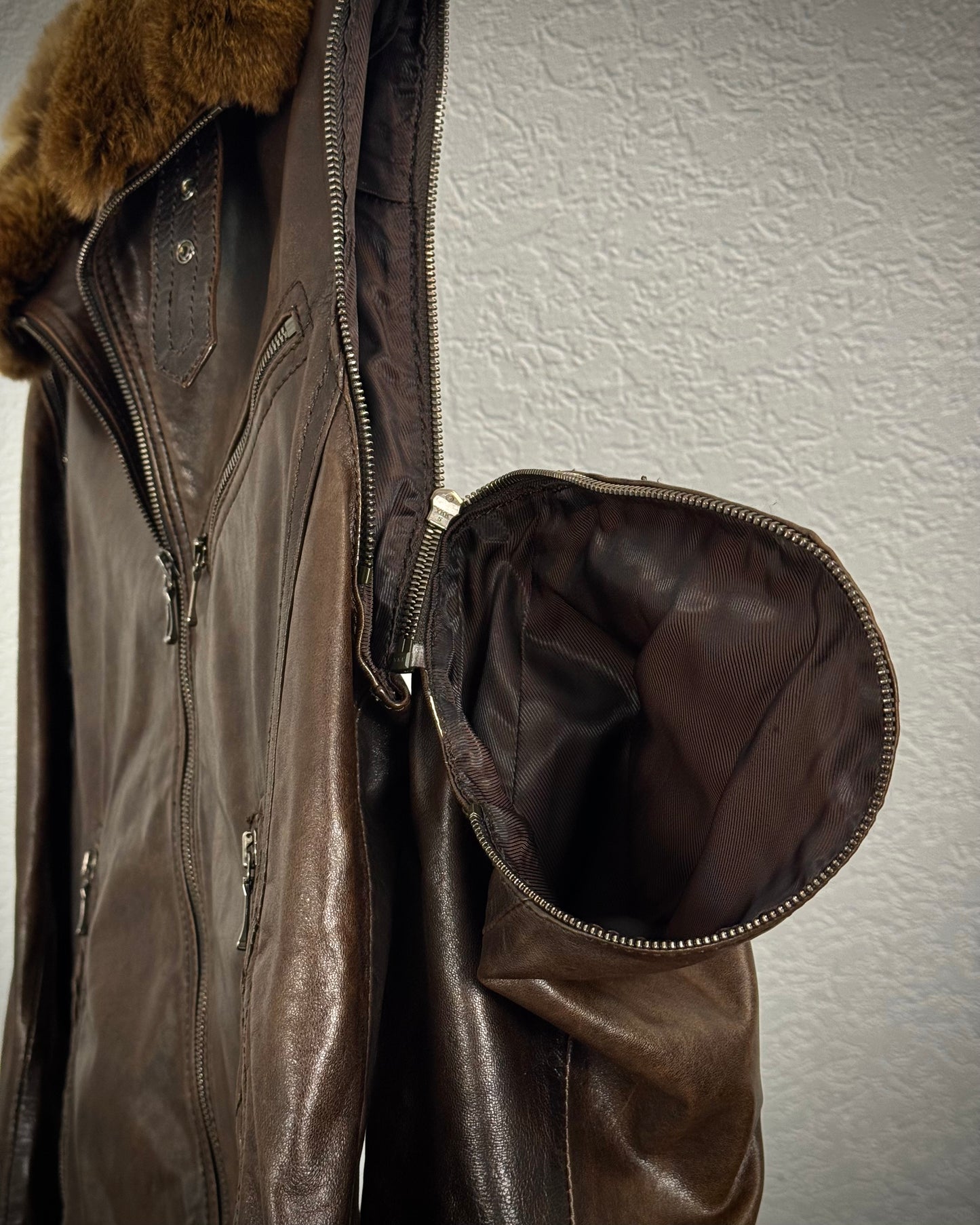 Tete Homme Transformable Rabbit Fur Leather Jacket