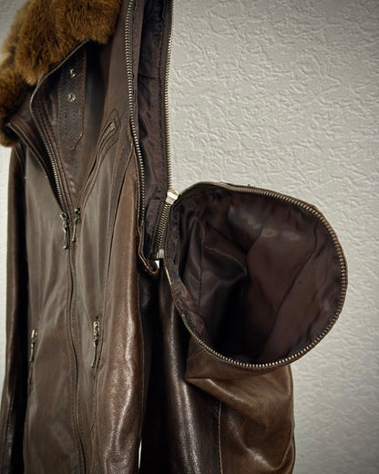 Tete Homme Transformable Rabbit Fur Leather Jacket