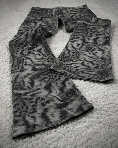 Tornado Mart Tiger Stripes Pattern Flared Jeans