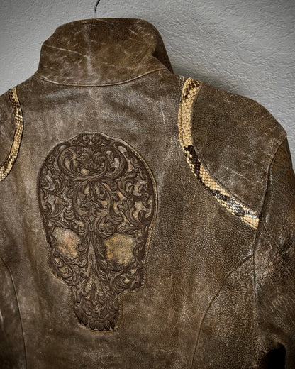 Obelisk Python Skull Leather Jacket