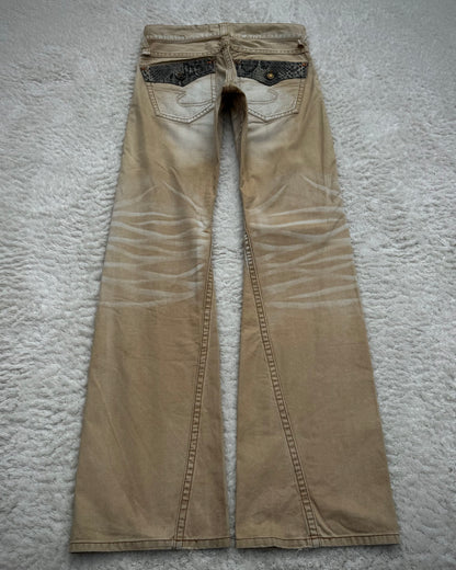 Semantic Design Sand Washed Python Detailed Flared Jeans