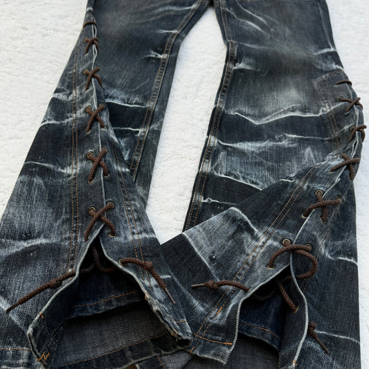 Tornado Mart Flared Lace-Up Jeans