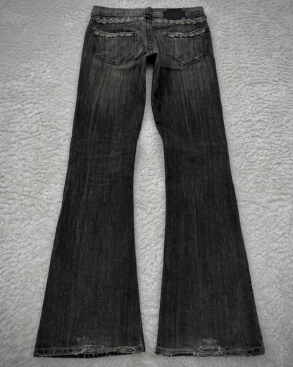 Semantic Design Studded Distressing Flared Jeans