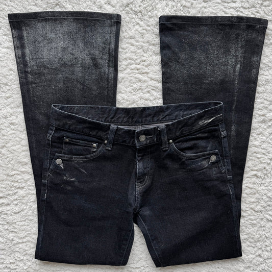 Tornado Mart Metallic Wax Fade Flared Jeans