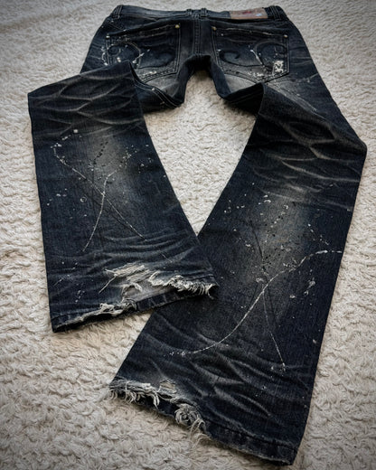 Lagust Silver Splatter Python Repaired Bootcut Denim