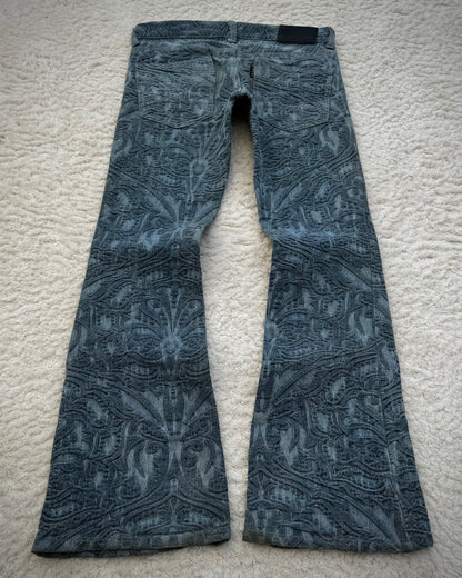 Tornado Mart 3D Paisley Pattern Flared Jeans