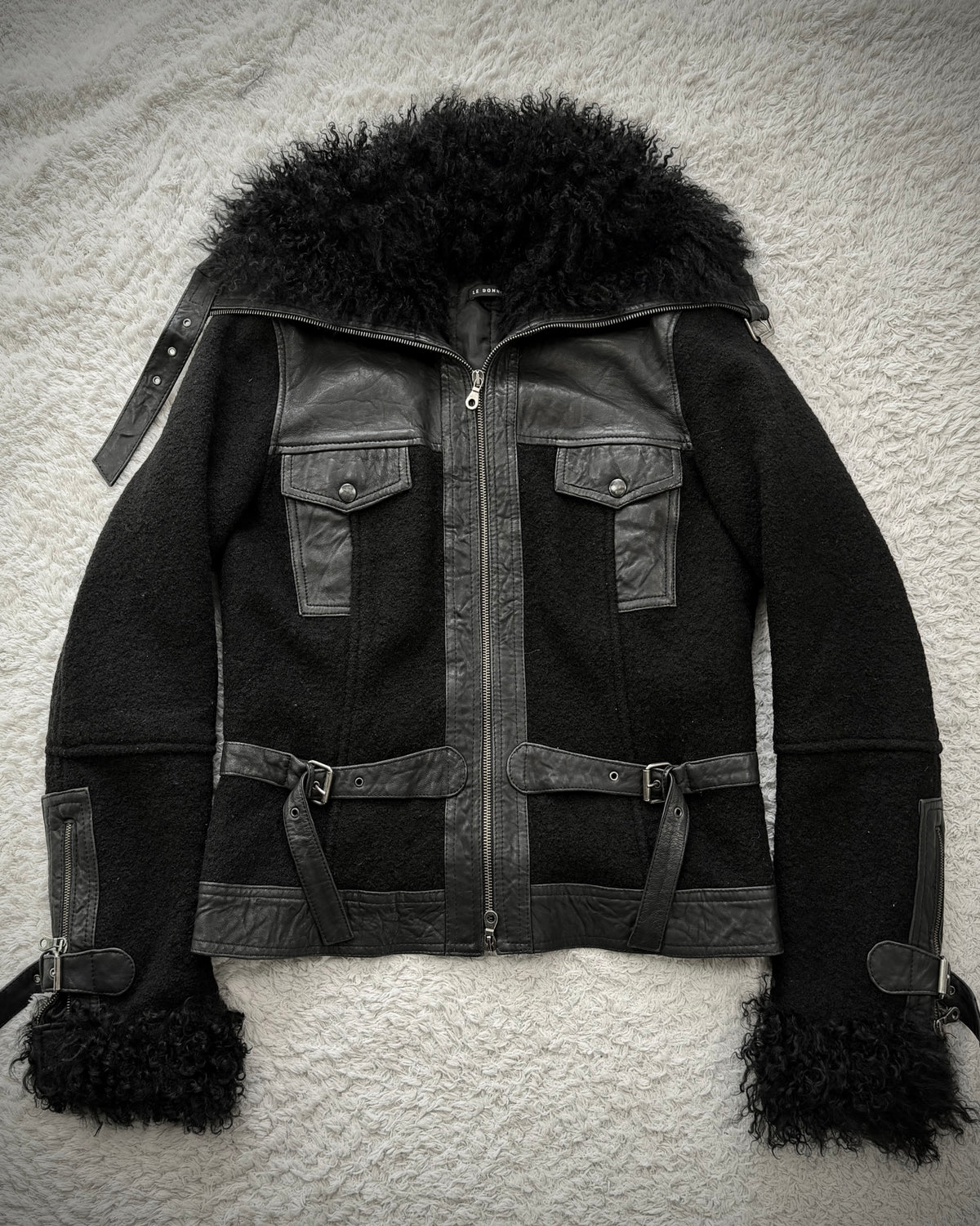 Le Donne Di Fur Wool Leather Jacket