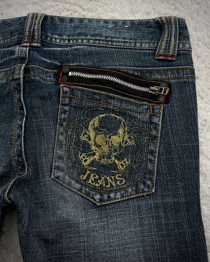 Japanese Brand Skull Design Flared Jeans