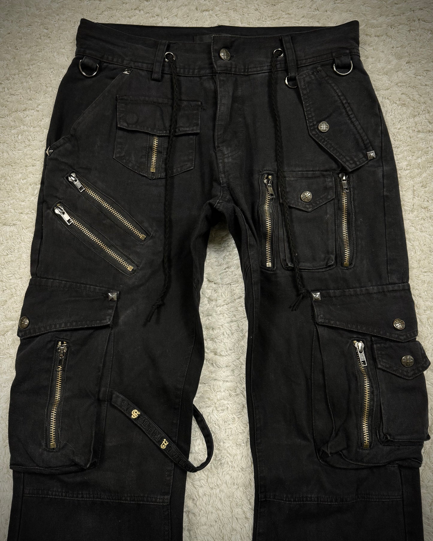 Midas Laced Multi-Pocket Flared Cargo Pants