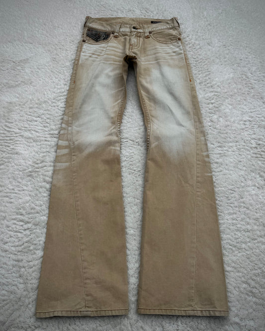 Semantic Design Sand Washed Python Detailed Flared Jeans