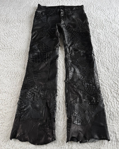 Yasuyuki Ishii Crocodile Patchwork Leather Bootcut Pants