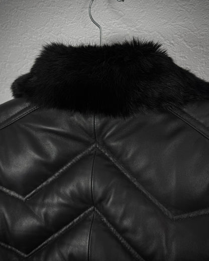 Jack Rose Chunky Fur Leather Puffer Jacket