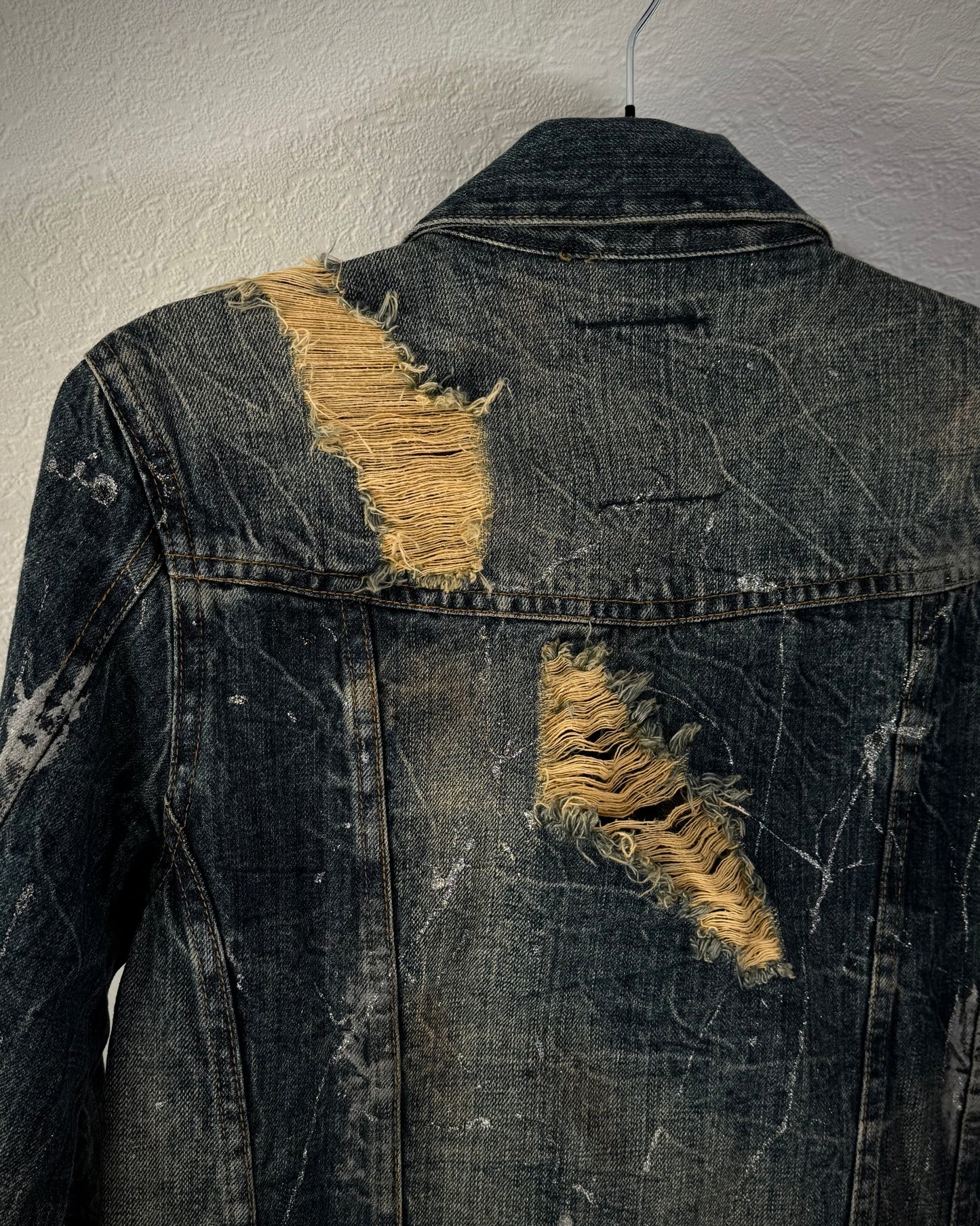 Midas Silver Splatter Distressed Denim Jacket