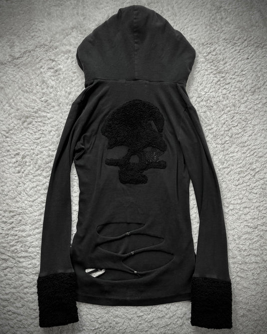 Heaven & Earth Pierced Distressing Skull Hoodie