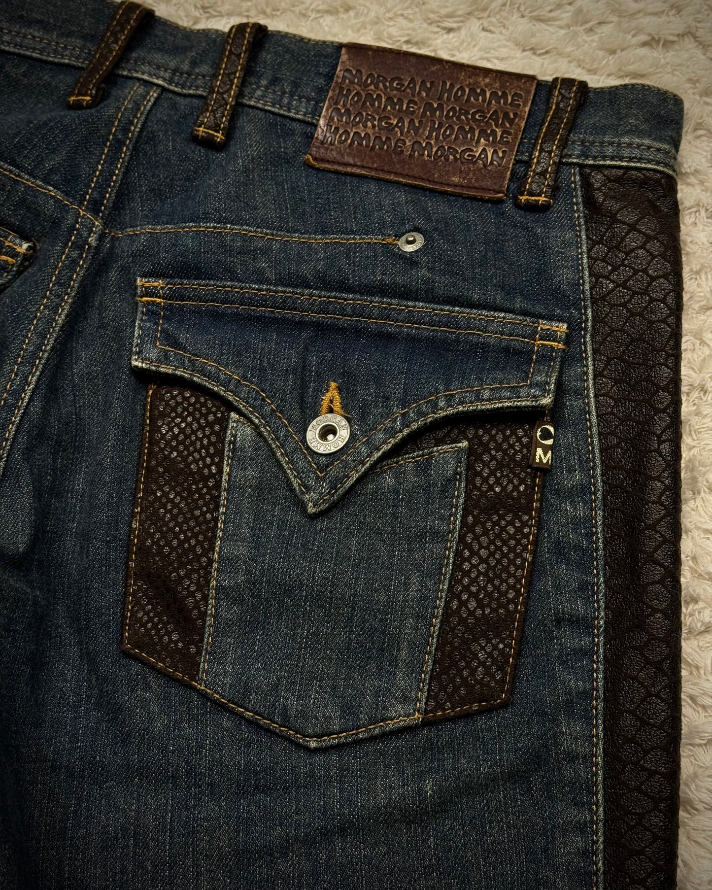 Morgan Homme Python Shimmer Mud Washed Flared Jeans