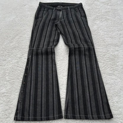 Tornado Mart Pinstripe Button-Up Flared Jeans