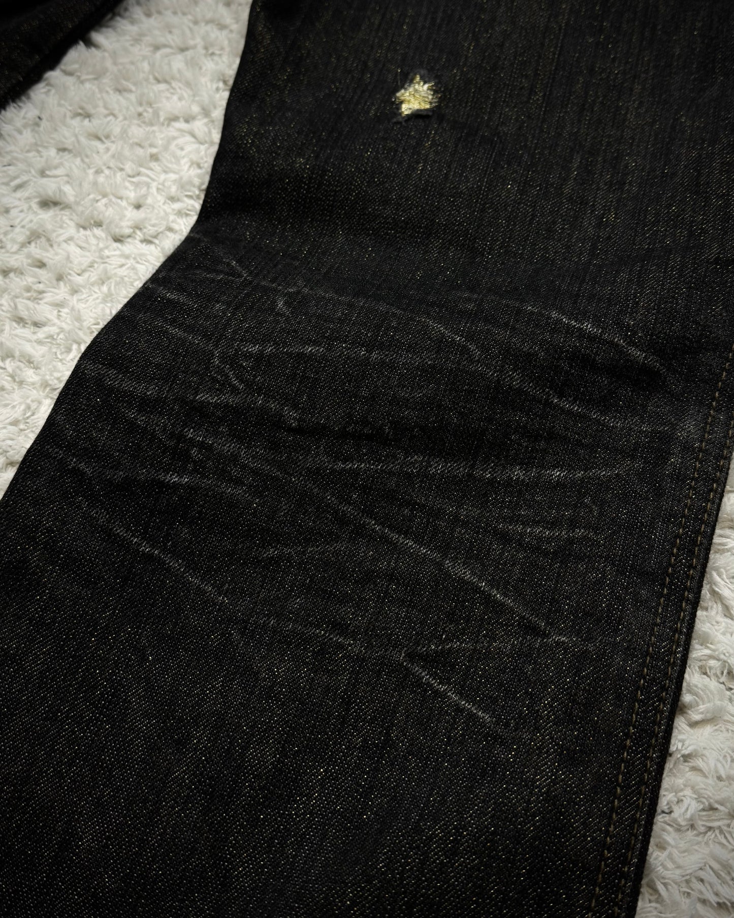 Prigs Gold Seam Distressed Luster Flared Jeans