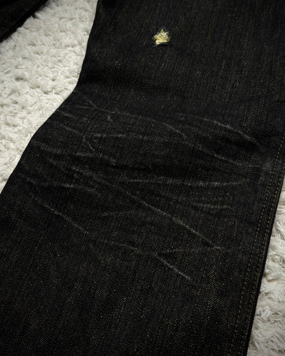 Prigs Gold Seam Distressed Luster Flared Jeans