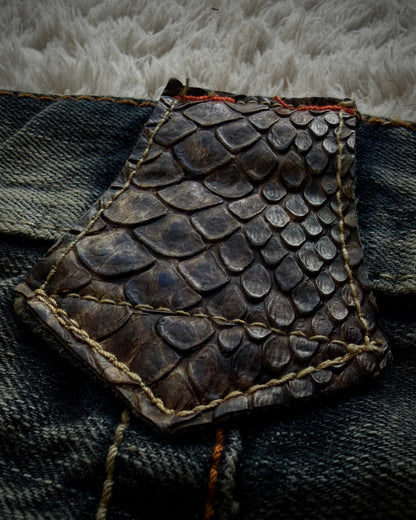Semantic Design Python Detailed Spiral Flared Jeans